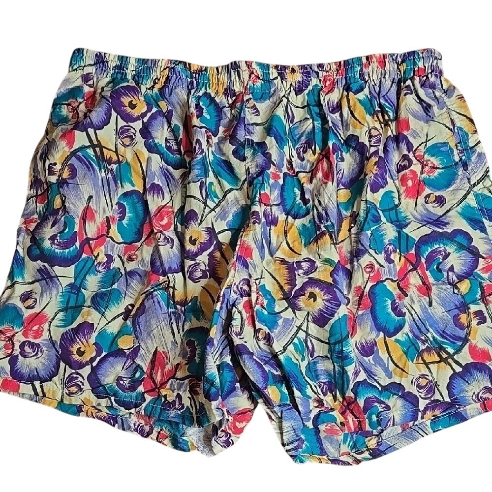 Izod Swim Shorts, Retro Abstract Floral Colorful Pattern‎ Swimwear Beach, XL